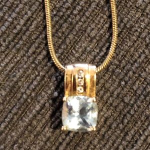 Aquamarine and Diamond Gold Plated Pendant
